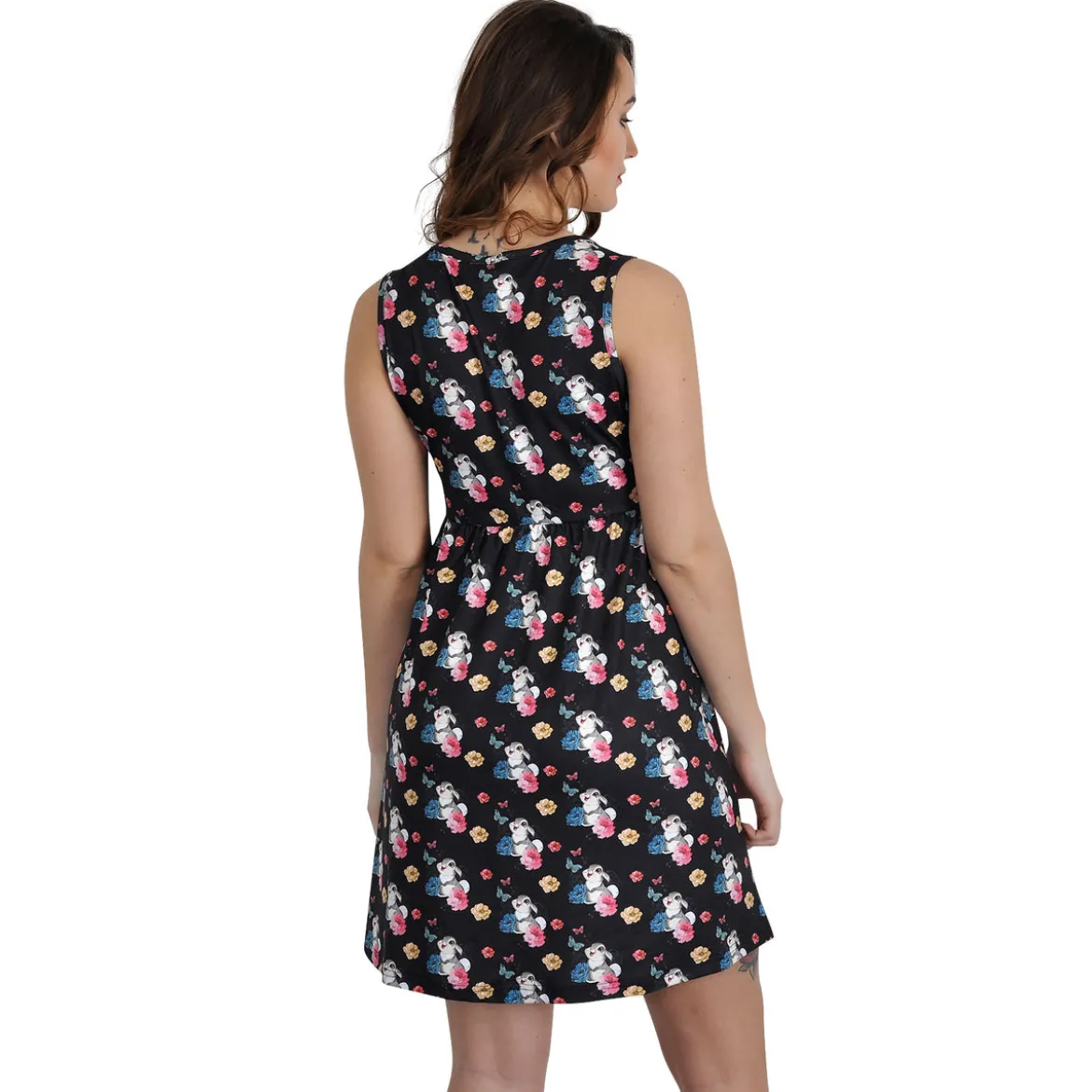 Bambi - Klopfer Flower Power Minikleid schwarz