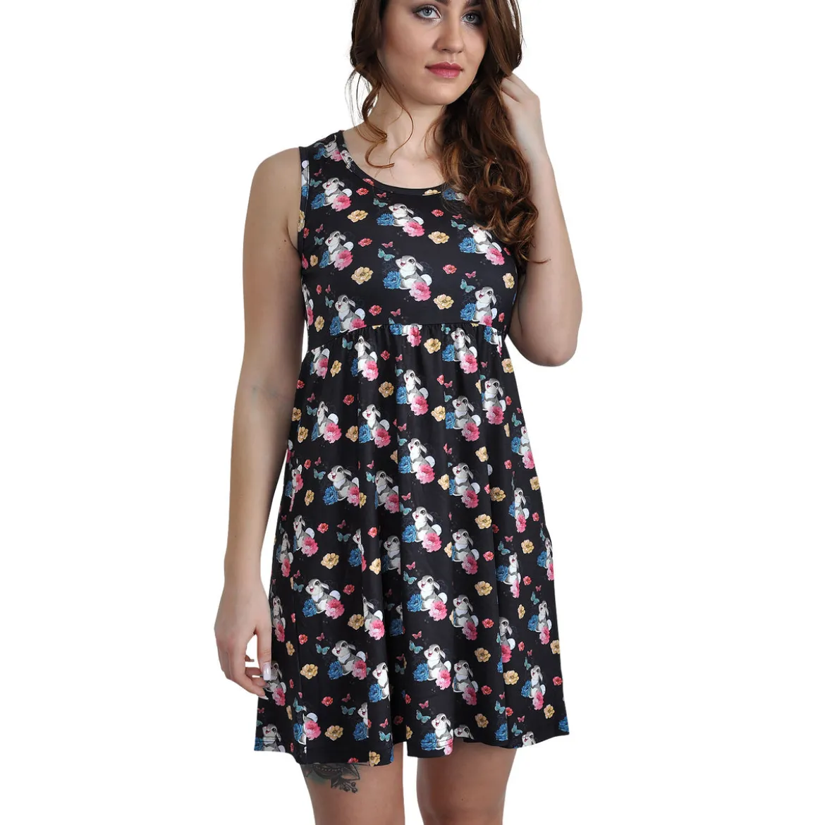 Bambi - Klopfer Flower Power Minikleid schwarz