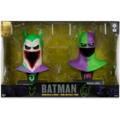 Batman DC Direct Mini-Replik 1/3 2er-Pack Batman Masken Hush & Knightfall (Jokerized) (Gold Label) 18 cm