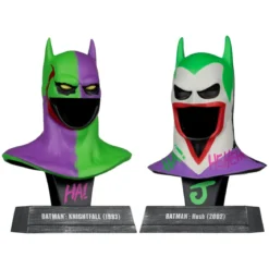 Batman DC Direct Mini-Replik 1/3 2er-Pack Batman Masken Hush & Knightfall (Jokerized) (Gold Label) 18 cm