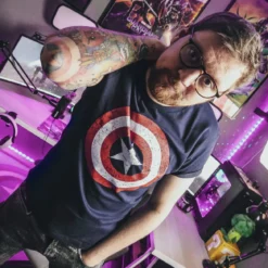 Captain America - Distressed Shield Logo T-Shirt blau