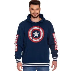 Captain America - Shield Distressed Logo Hoodie blau