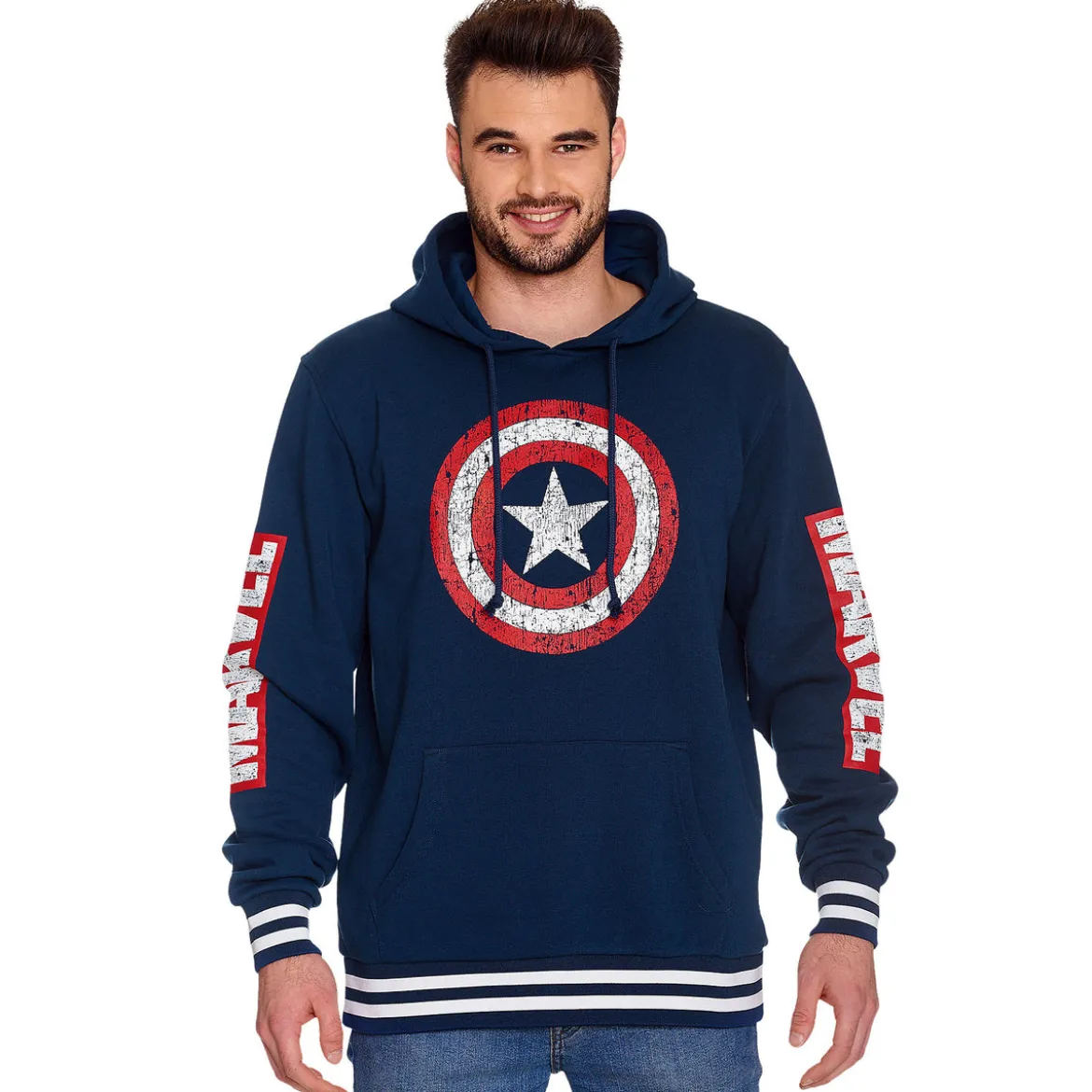 Captain America - Shield Distressed Logo Hoodie blau