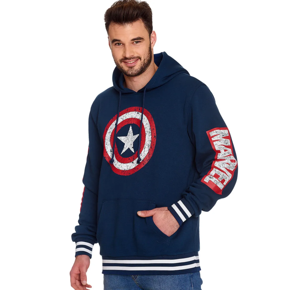 Captain America - Shield Distressed Logo Hoodie blau
