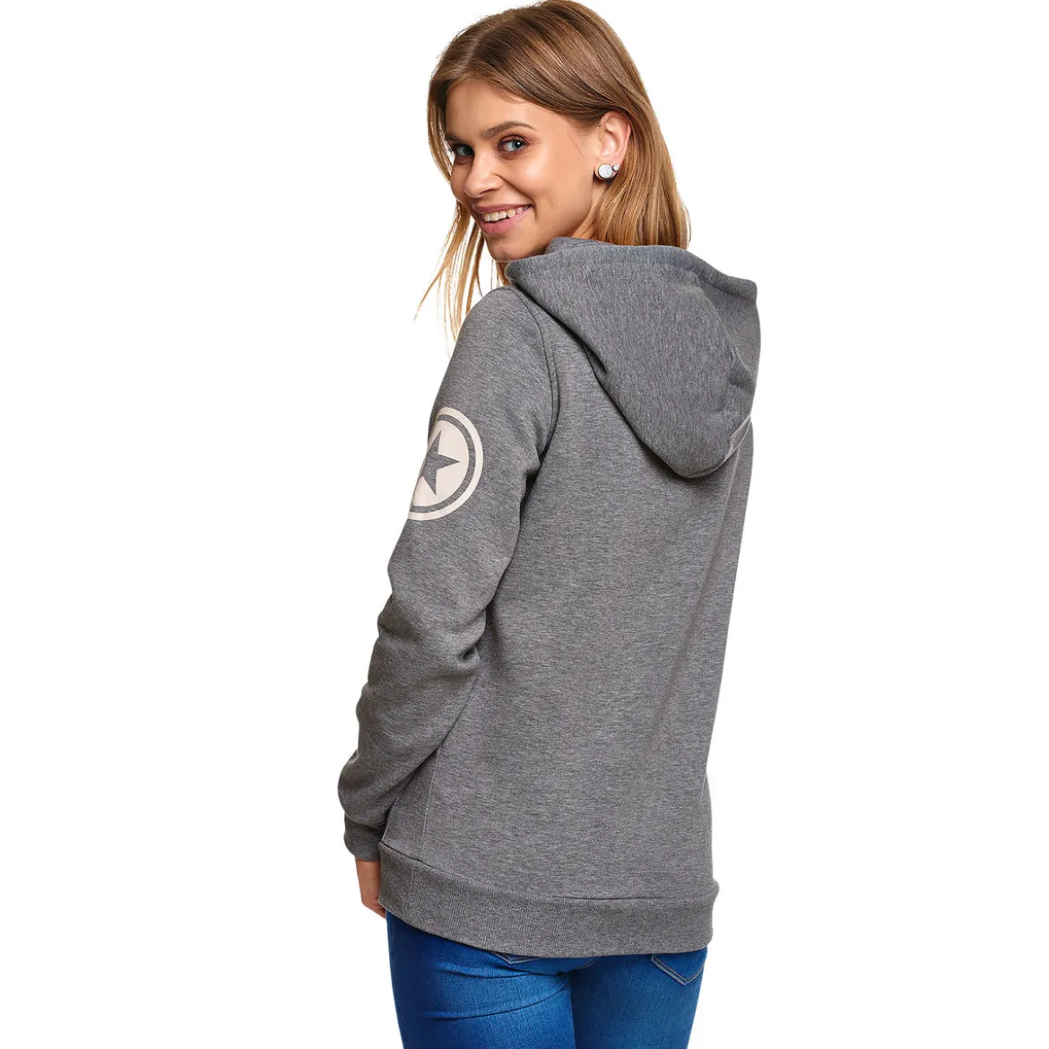 Captain America - Shield Logo Retro Hoodie Damen grau