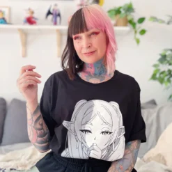 Character T-Shirt für Frieren Fans schwarz