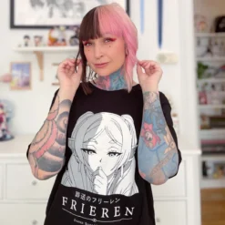 Character T-Shirt für Frieren Fans schwarz