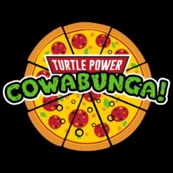 Cowabunga Pizza T-Shirt für Ninja Turtles Fans schwarz