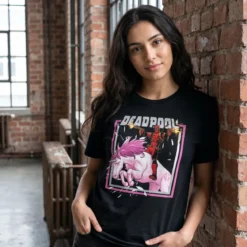 Deadpool - Pink Unicorn Ride T-Shirt schwarz