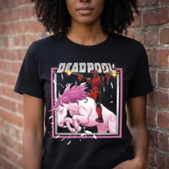 Deadpool - Pink Unicorn Ride T-Shirt schwarz