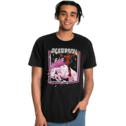 Deadpool - Pink Unicorn Ride T-Shirt schwarz