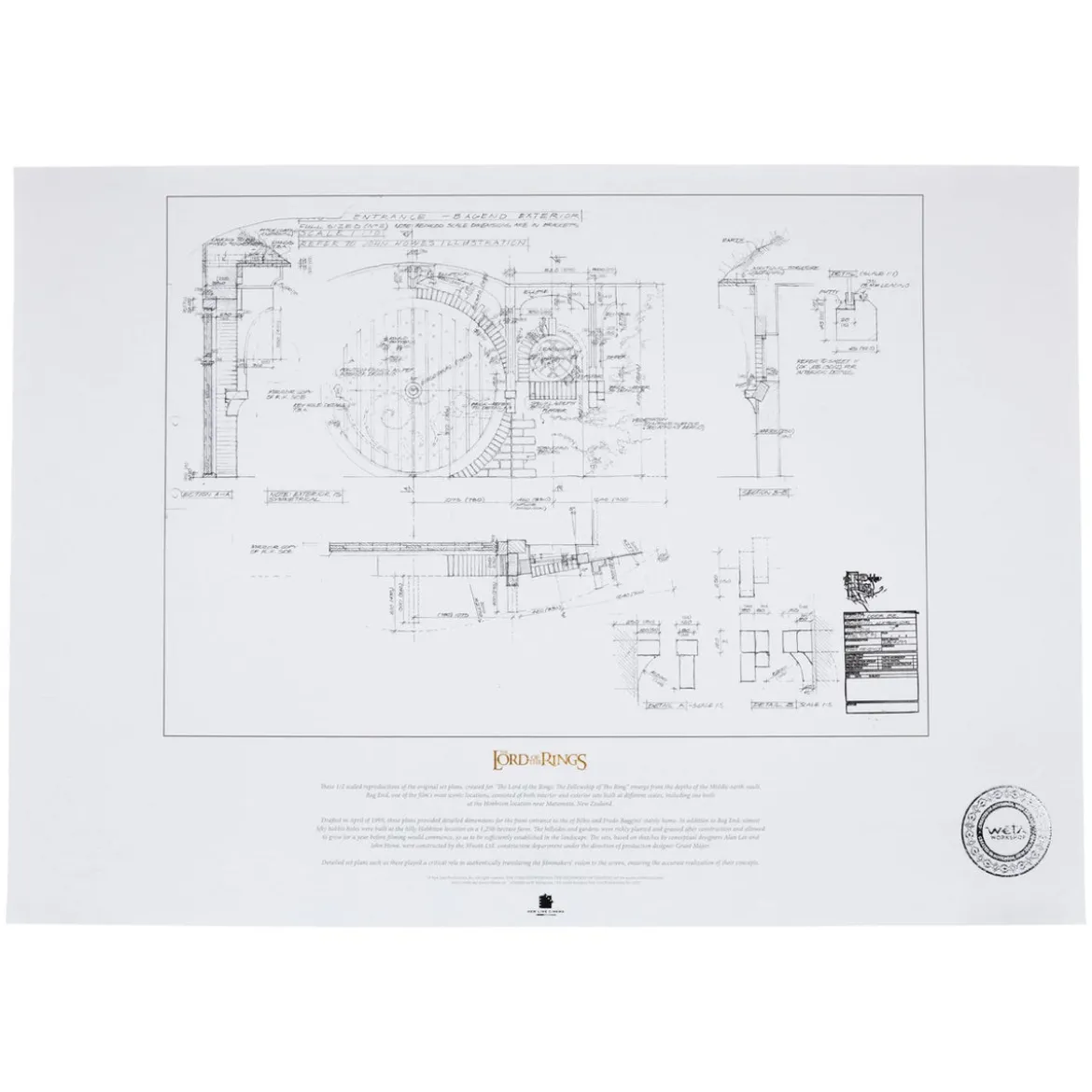 Der Herr der Ringe Bauplan Kunstdruck Beutelsend 59 x 42 cm