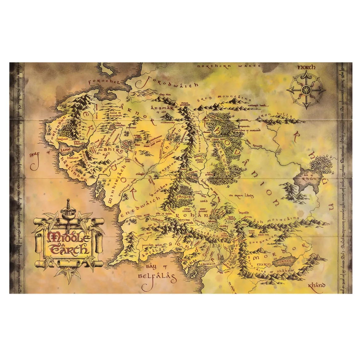 Der Herr der Ringe - Mittelerde Karte Wandbild Holz