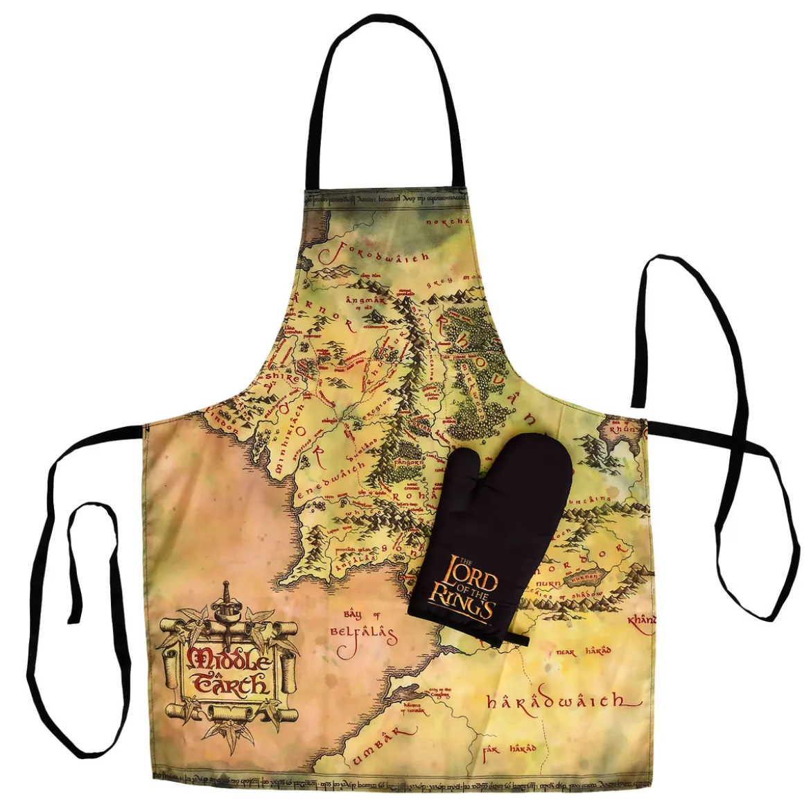 Der Herr der Ringe - Mittelerde Karte Schürze mit Ofenhandschuh