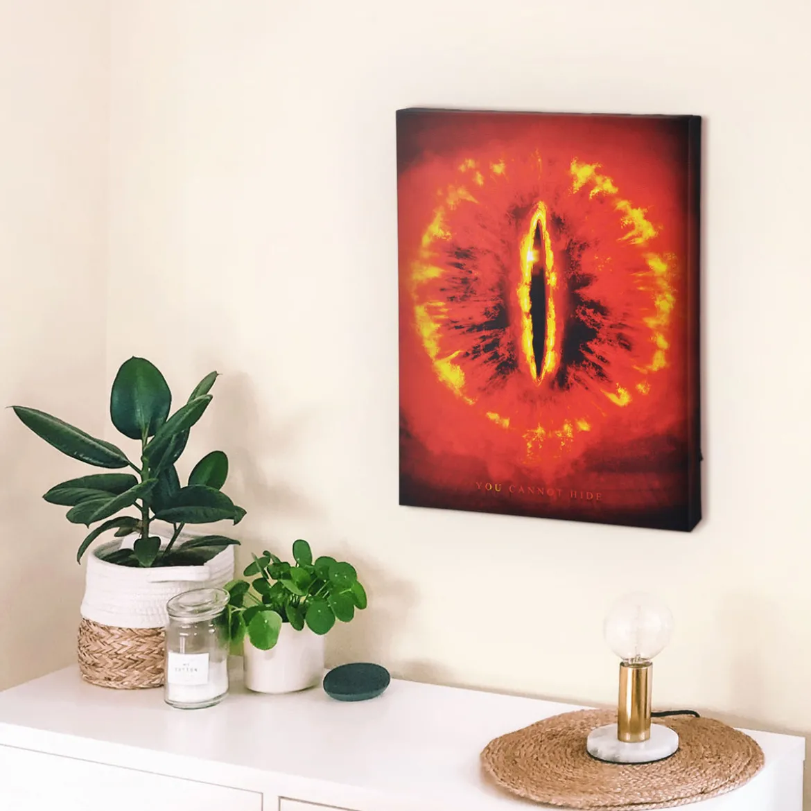 Der Herr der Ringe - Saurons Auge Wandbild mit Licht
