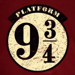 Elbenwald Harry Potter T-Shirt Plattform 9 ¾ Hogwarts Express Distressed Frontprint Damen Herren Baumwolle rot