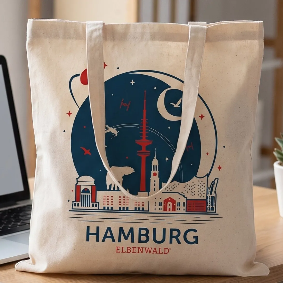 Elbenwald in Hamburg Skyline Jutebeutel