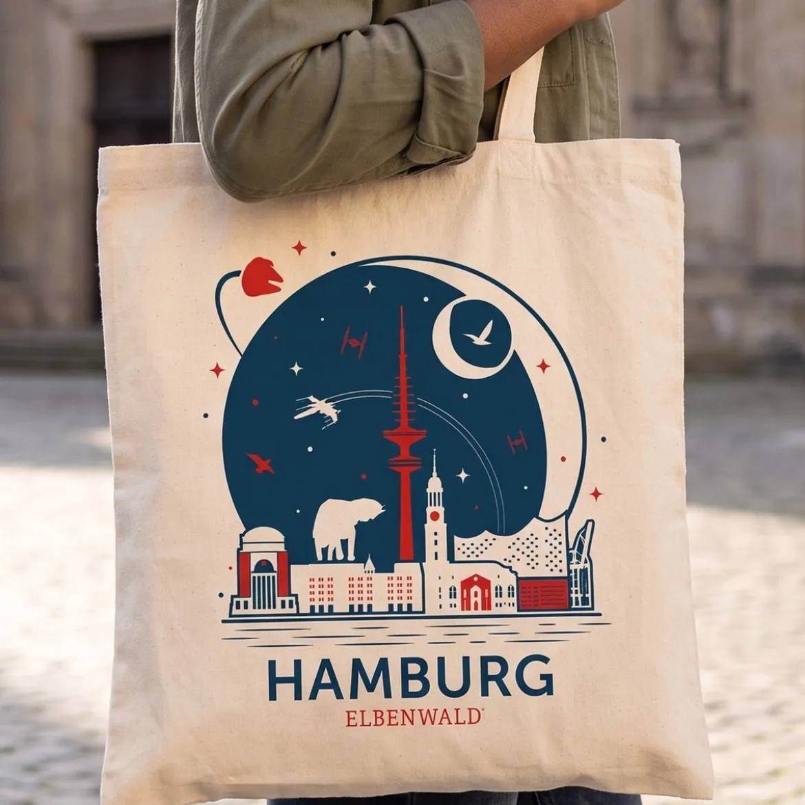 Elbenwald in Hamburg Skyline Jutebeutel