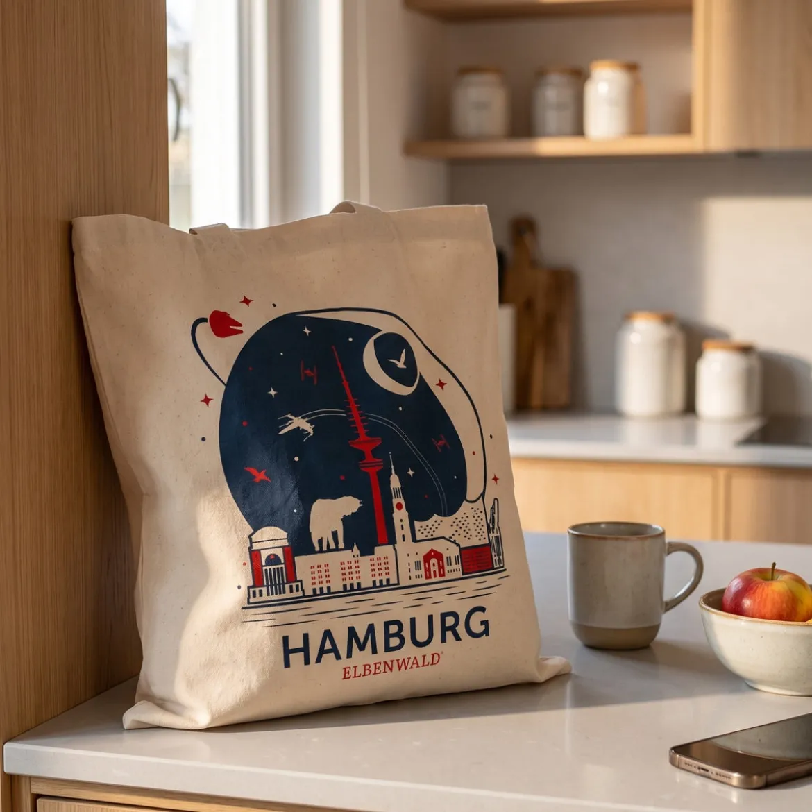 Elbenwald in Hamburg Skyline Jutebeutel