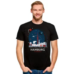 Elbenwald in Hamburg Skyline T-Shirt schwarz