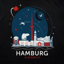 Elbenwald in Hamburg Skyline T-Shirt schwarz