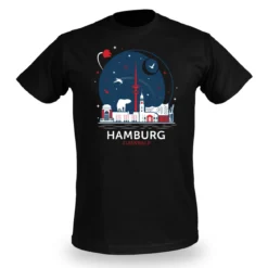 Elbenwald in Hamburg Skyline T-Shirt schwarz
