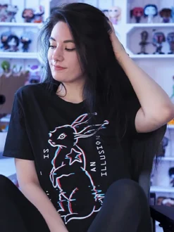 Elbenwald Matrix T-Shirt White Rabbit Motiv Frontprint Damen Herren Baumwolle