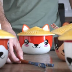 Fuchs Kawaii Schale mit Deckel für Anime Fans
