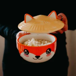Fuchs Kawaii Schale mit Deckel für Anime Fans