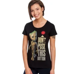 Guardians of the Galaxy - Groot Button T-Shirt Damen schwarz