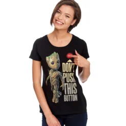 Guardians of the Galaxy - Groot Button T-Shirt Damen schwarz