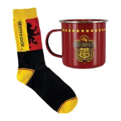 Harry Potter - Gryffindor Quidditch Socken und Emaille Tasse