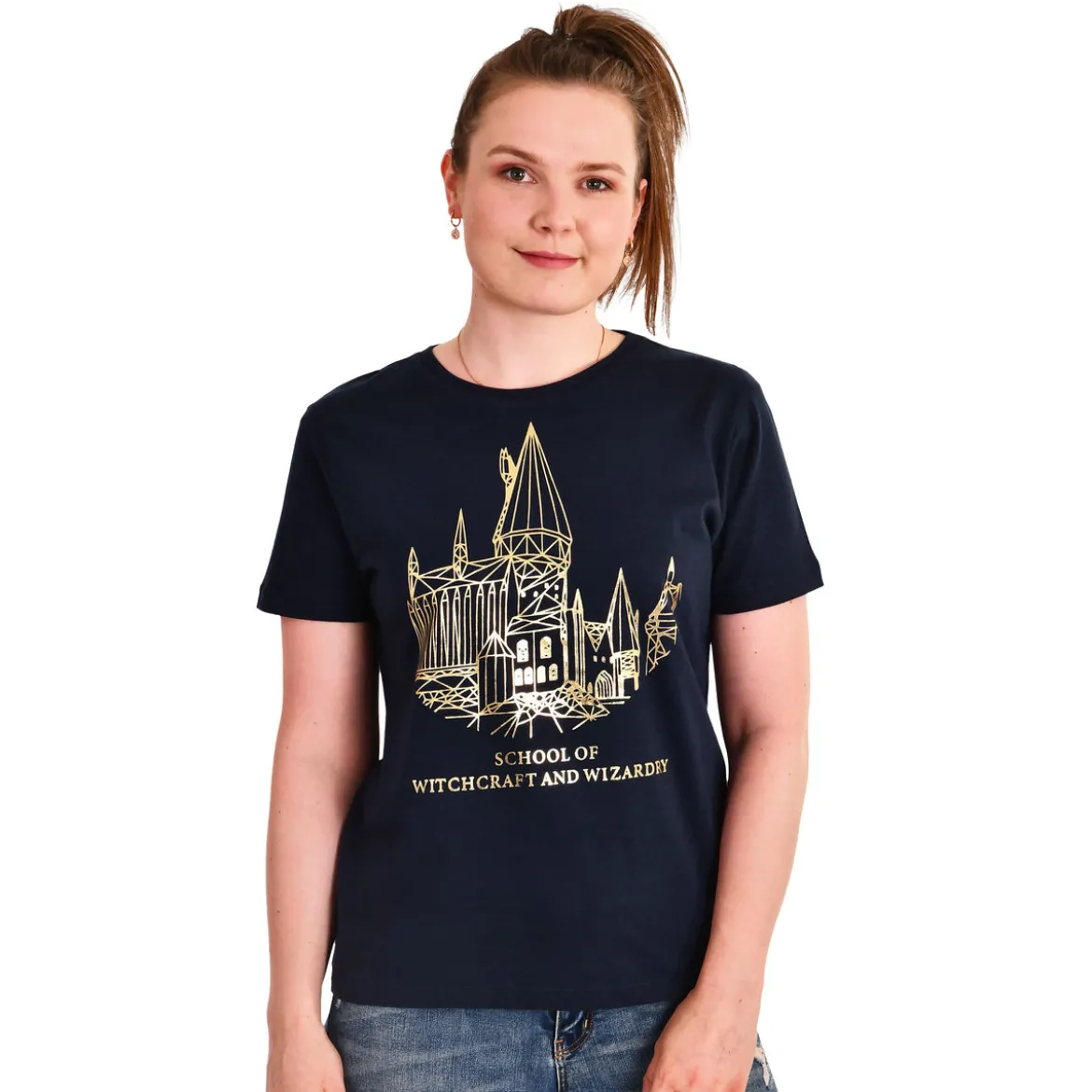 Harry Potter - Hogwarts School T-Shirt Damen blau