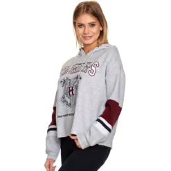 Harry Potter - Hogwarts School Crop Hoodie Damen grau