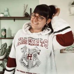 Harry Potter - Hogwarts School Crop Hoodie Damen grau