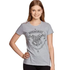 Harry Potter - Hogwarts Wappen T-Shirt Damen grau