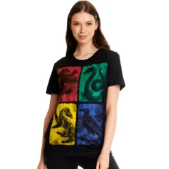 Harry Potter - Hogwarts Wappen distressed T-Shirt schwarz