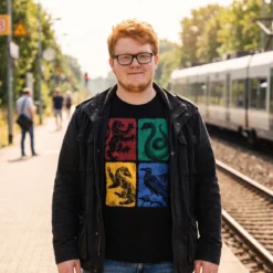 Harry Potter - Hogwarts Wappen distressed T-Shirt schwarz