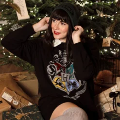 Harry Potter - Hogwarts Wappen Oversize Sweater schwarz