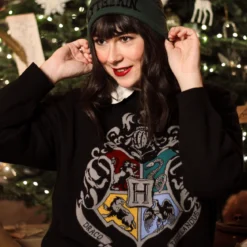 Harry Potter - Hogwarts Wappen Oversize Sweater schwarz