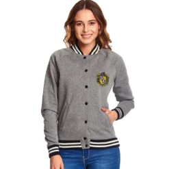 Harry Potter - Hufflepuff Wappen College Jacke Damen grau