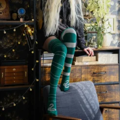 Harry Potter - Slytherin Overknee Strümpfe 2er Set