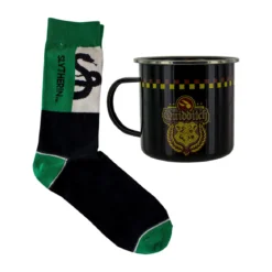 Harry Potter - Slytherin Quidditch Socken und Emaille Tasse