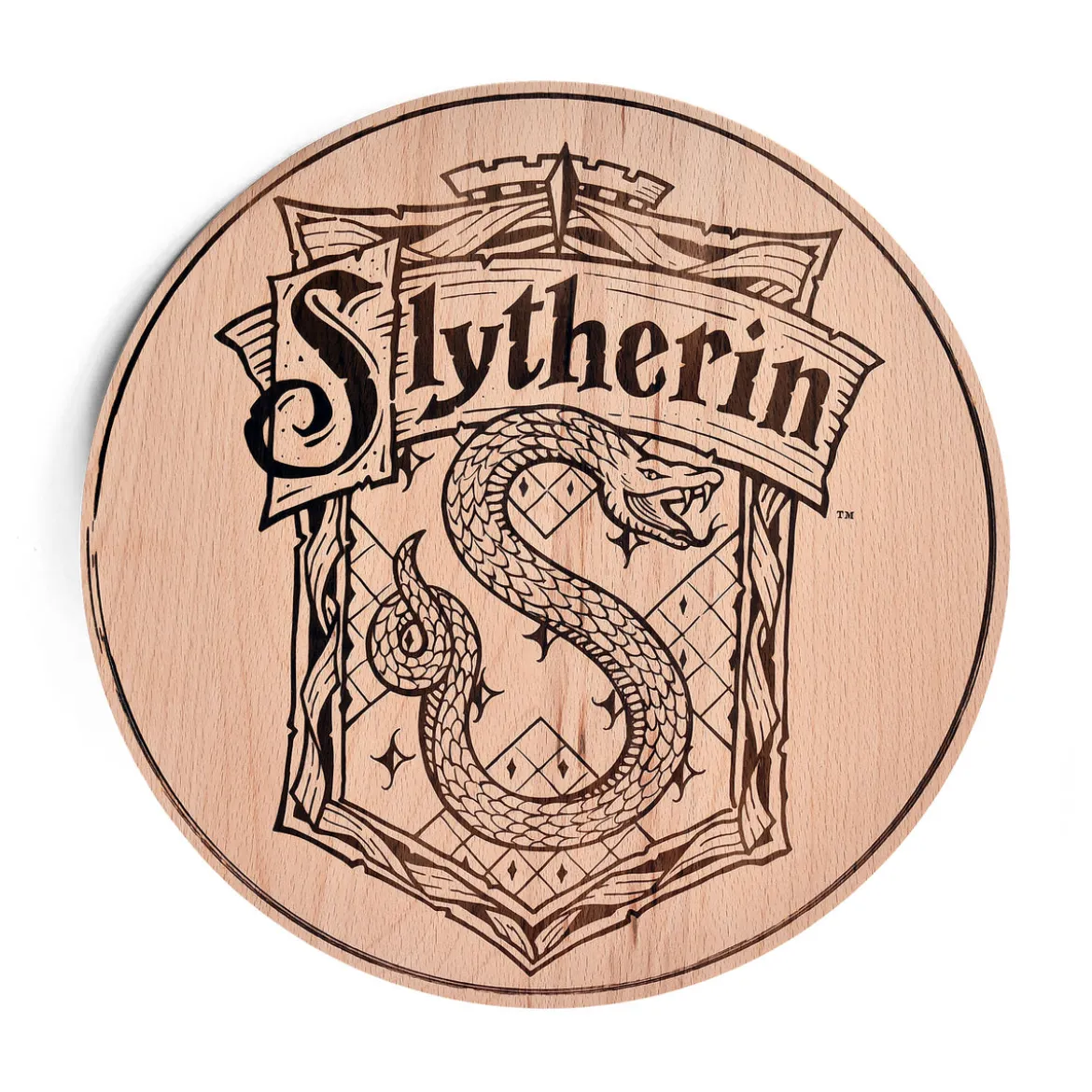 Harry Potter - Slytherin Wappen Schneidebrett Buche