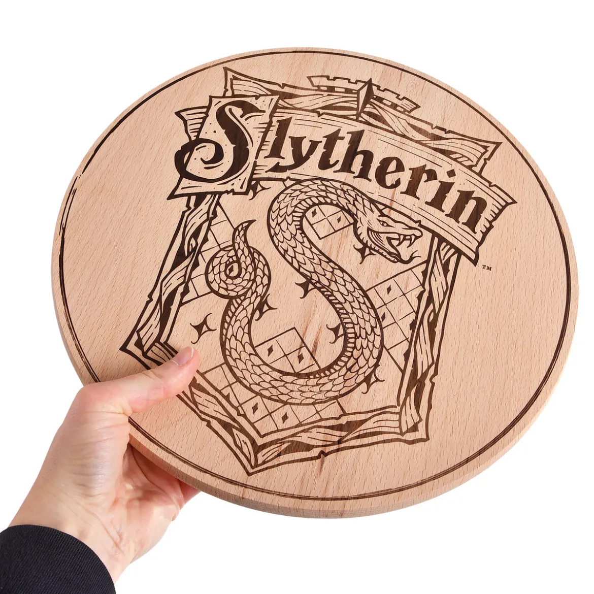 Harry Potter - Slytherin Wappen Schneidebrett Buche