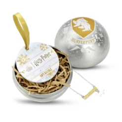 Harry Potter - Weihnachtskugel mit Hufflepuff Wappen Kette