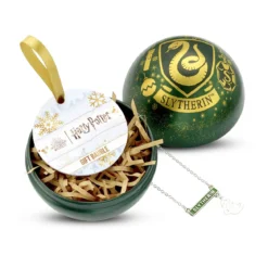 Harry Potter - Weihnachtskugel mit Slytherin Wappen Kette