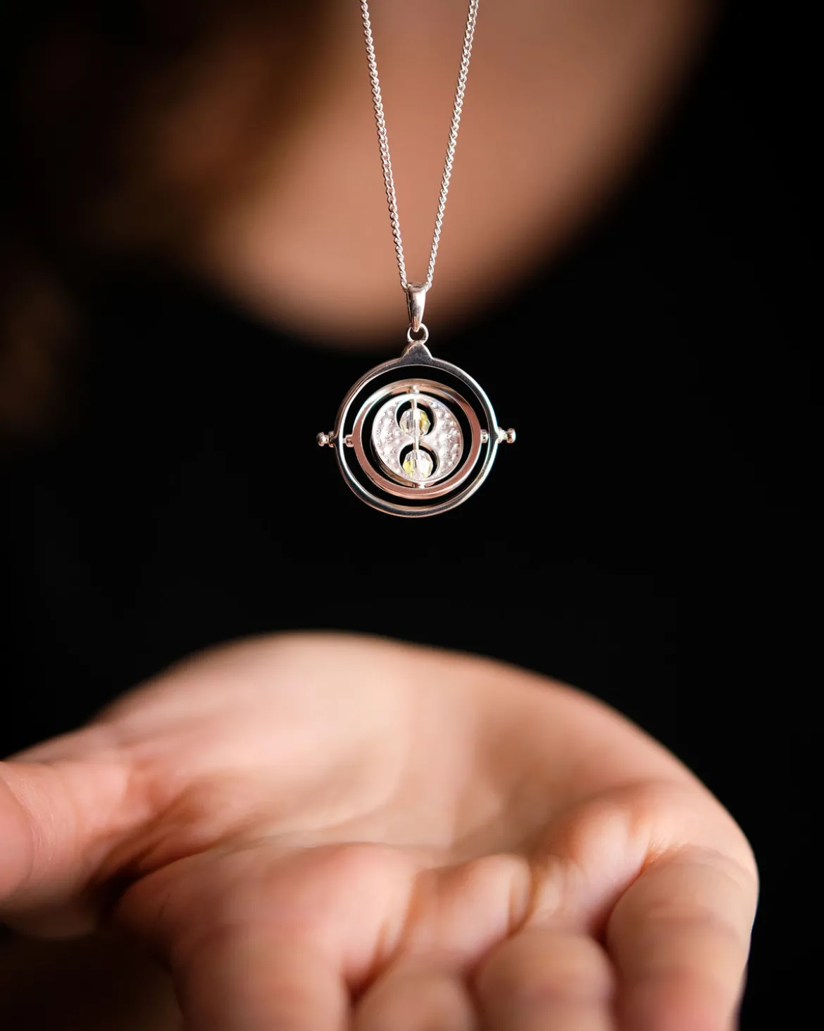 Harry Potter - Zeitumkehrer Kette mit Kristallen silber