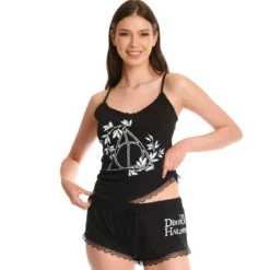 Heiligtümer des Todes Pyjama Damen kurz mit Spitze - Harry Potter