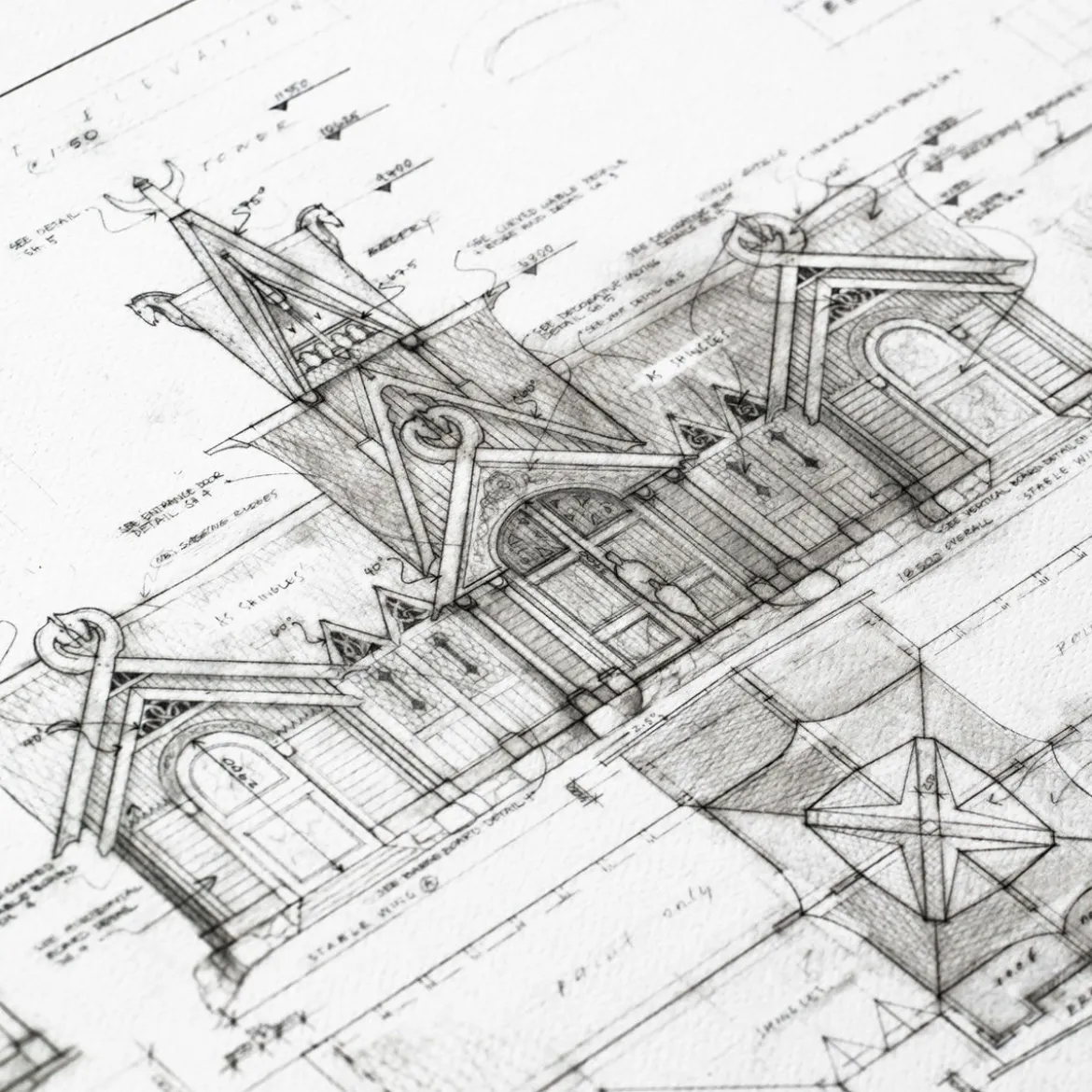 Herr der Ringe Bauplan Kunstdruck The Stable of Edoras 59 x